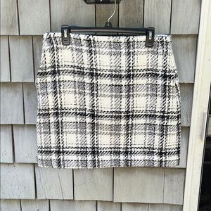 LOFT Black and White Checkered Mini Skirt